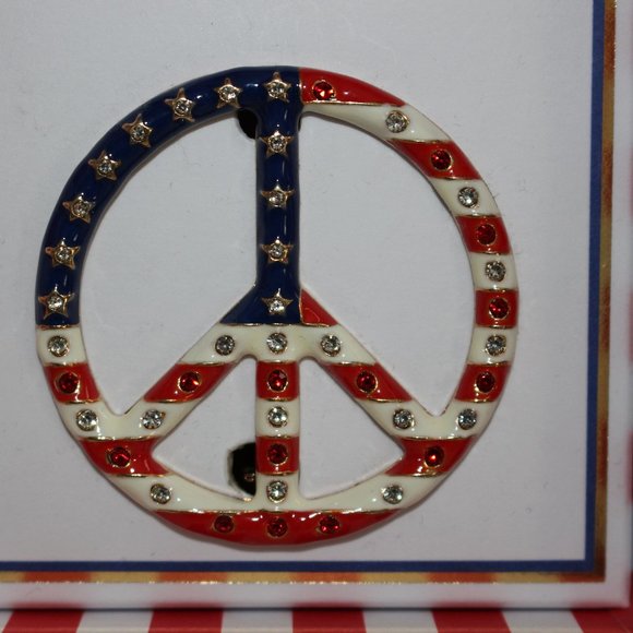 Vineyard Haven Jewelry Nwt Vineyard Haven Brooch Red White Blue Peace Sign 4th Of July